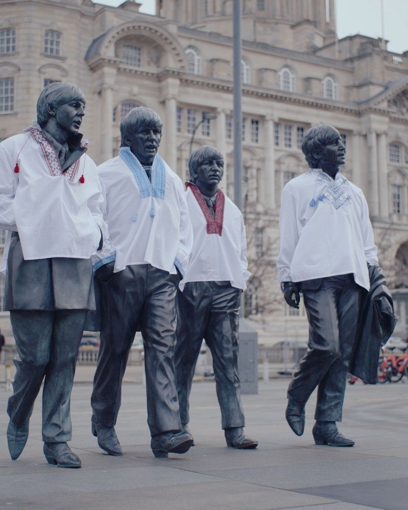 Fab Four statue on the Pier Head in Liverpool