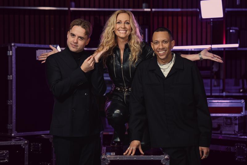 Melodi Grand Prix 2025 hosts Markus Neby, Marte Stokstad and Tete Lidbom