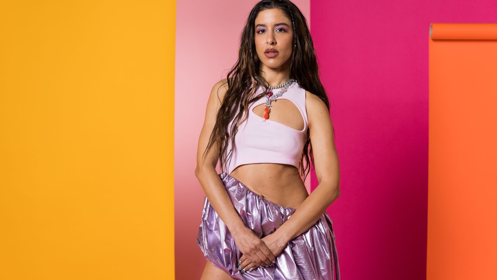 Marina Satti from Greece in the Eurovision Song Contest 2024 official portrait studio