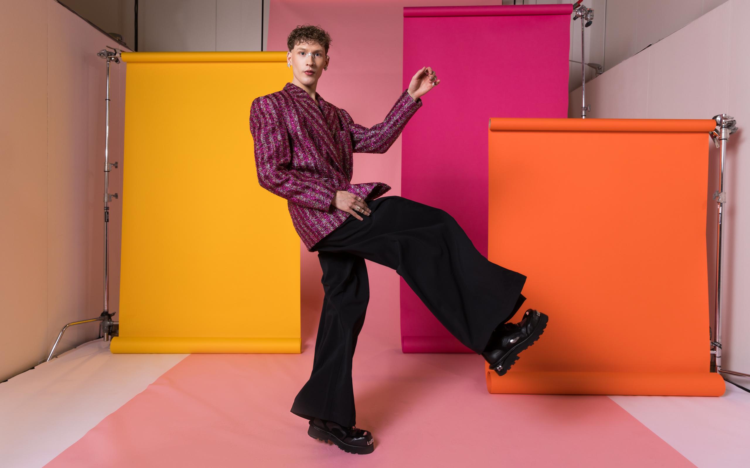 Silvester Belt from Lithuania in the Eurovision Song Contest 2024 official portrait studio