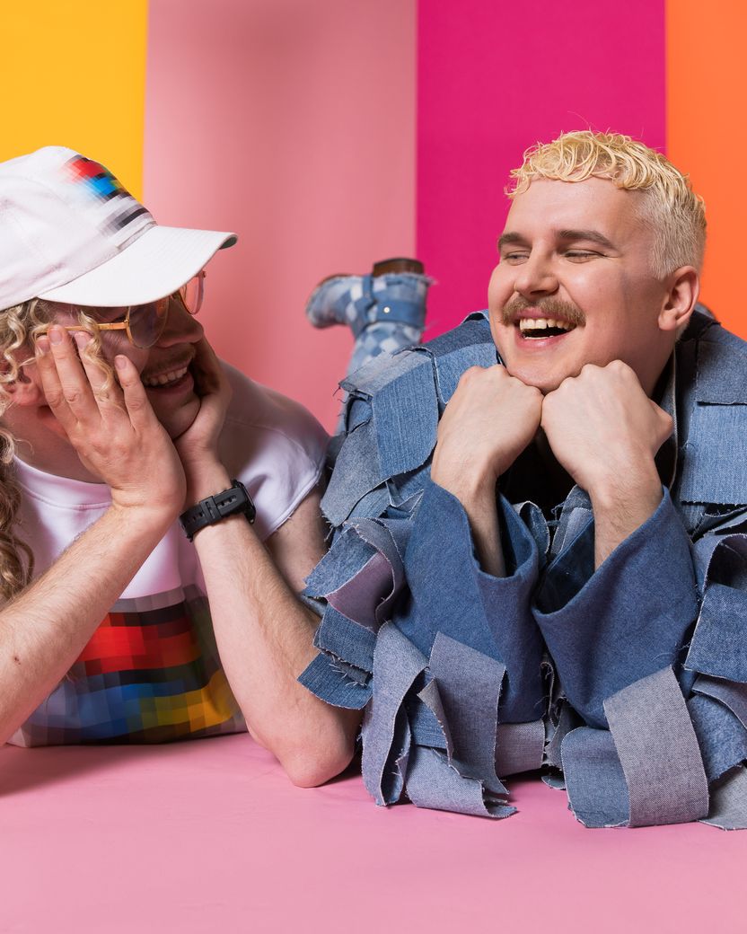 Windows95man and Henri Piispanen from Finland in the Eurovision Song Contest 2024 official portrait studio