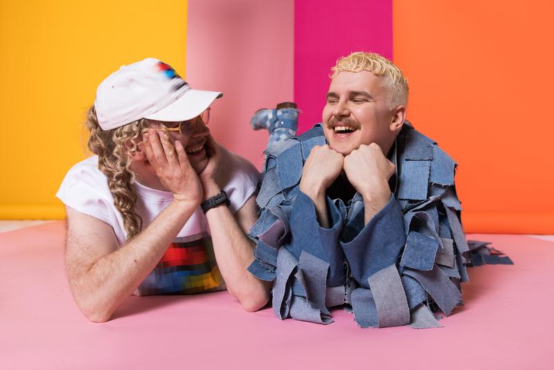 Windows95man and Henri Piispanen from Finland in the Eurovision Song Contest 2024 official portrait studio