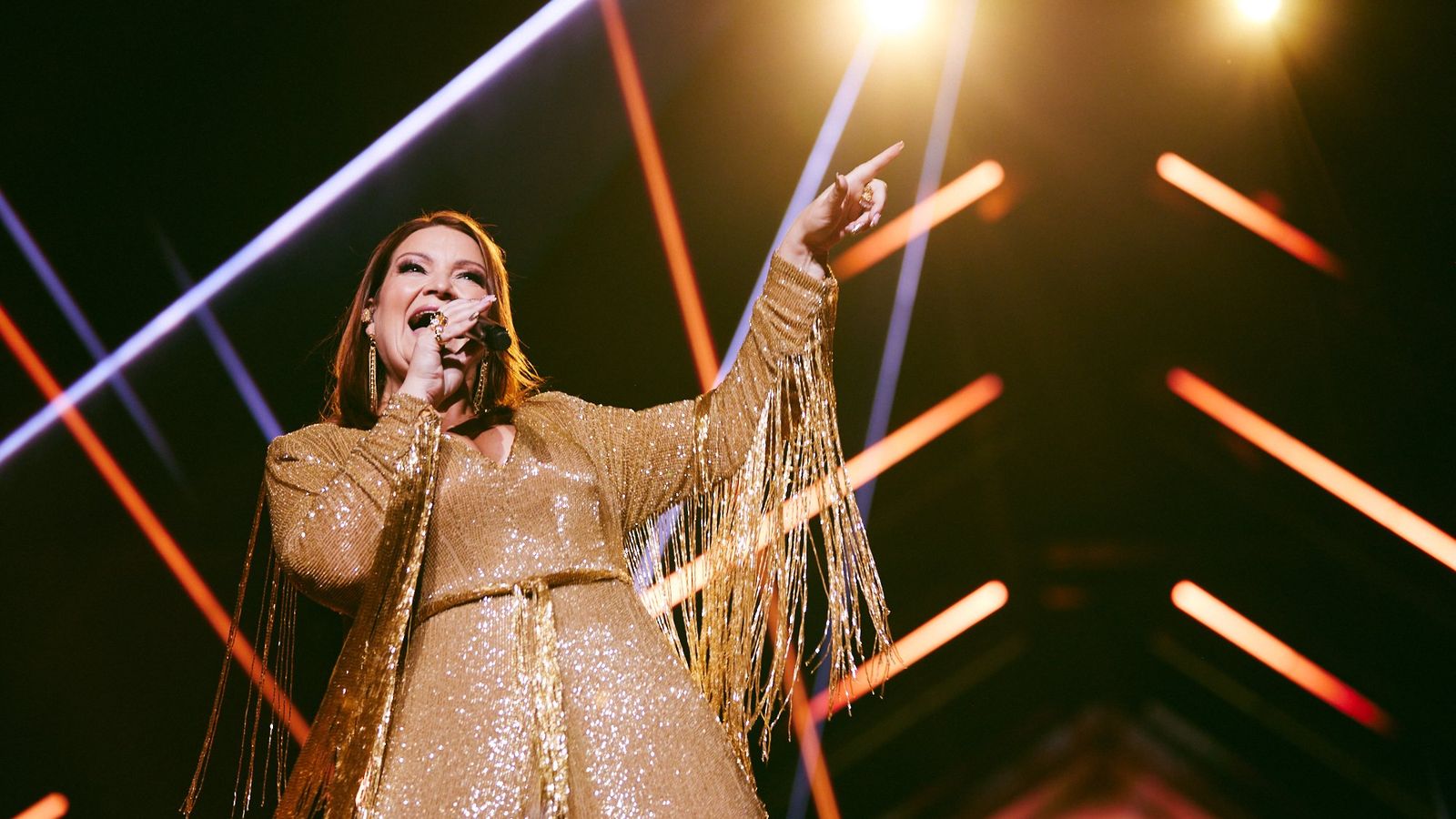 Hera Björk rehearsing Scared of Heights for Iceland at the Second Rehearsal of the First Semi-Final at Malmö Arena
