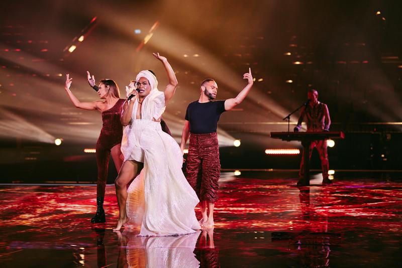 Electric Fields rehearsing One Milkali (One Blood) for Australia at the Second Rehearsal of the First Semi-Final at Malmö Arena
