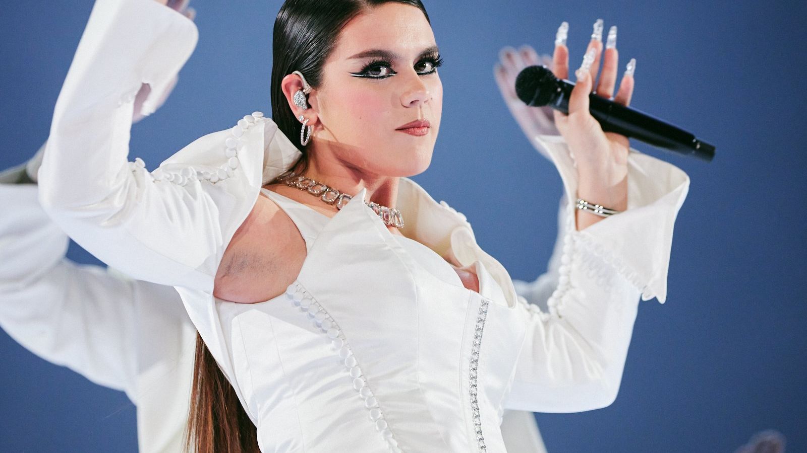 iolanda rehearsing Grito for Portugal at the Second Rehearsal of the First Semi-Final at Malmö Arena
