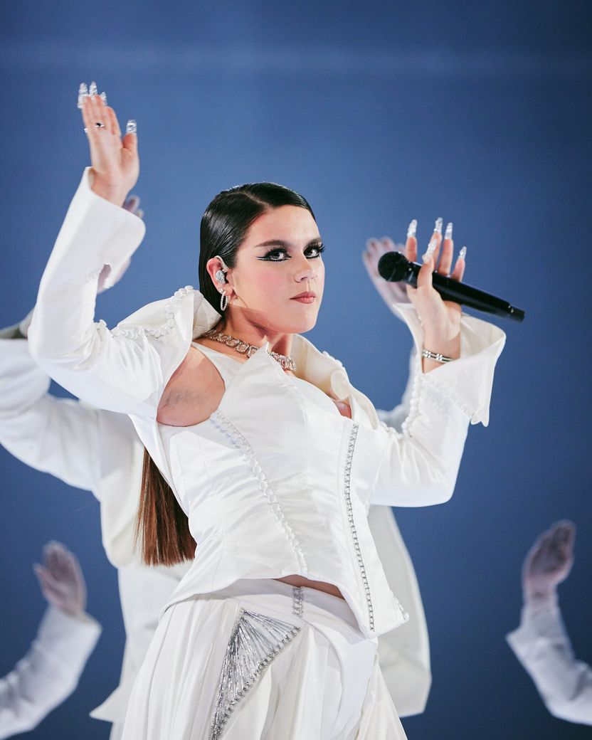 iolanda rehearsing Grito for Portugal at the Second Rehearsal of the First Semi-Final at Malmö Arena
