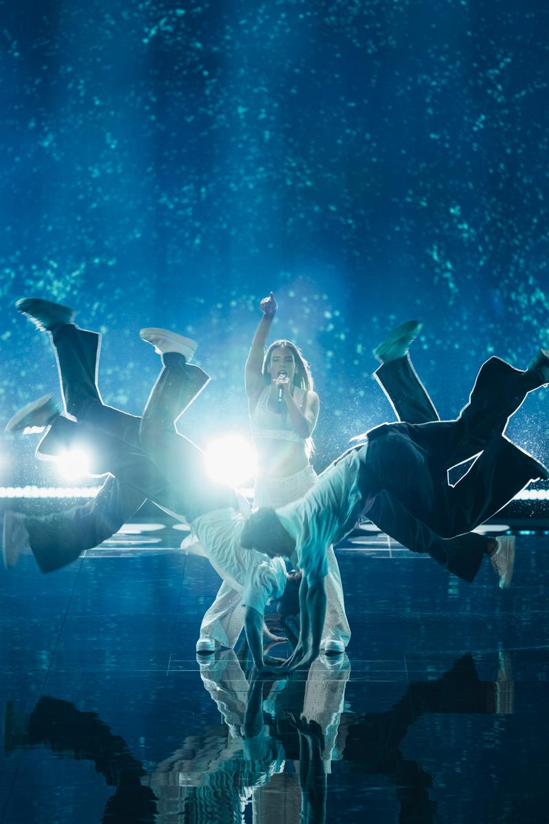 Silia Kapsis rehearsing Liar for Cyprus at the Second Rehearsal of the First Semi-Final at Malmö Arena