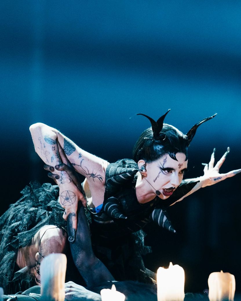 Bambie Thug rehearsing Doomsday Blue for Ireland at the Second Rehearsal of the First Semi-Final at Malmö Arena