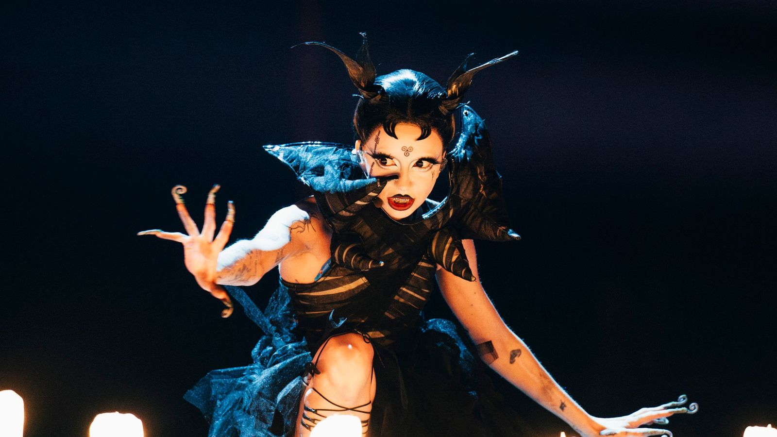 Bambie Thug rehearsing Doomsday Blue for Ireland at the Second Rehearsal of the First Semi-Final at Malmö Arena