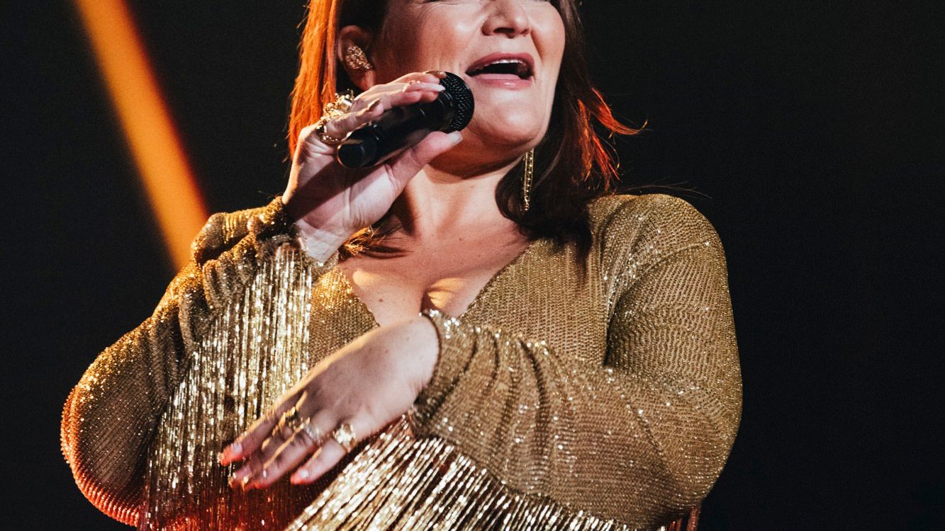 Hera Björk rehearsing Scared of Heights for Iceland at the Second Rehearsal of the First Semi-Final at Malmö Arena