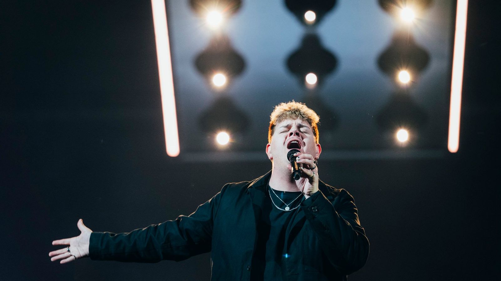 ISAAK rehearsing Always On The Run for Germany at the First Rehearsal of the Grand Final at Malmö Arena