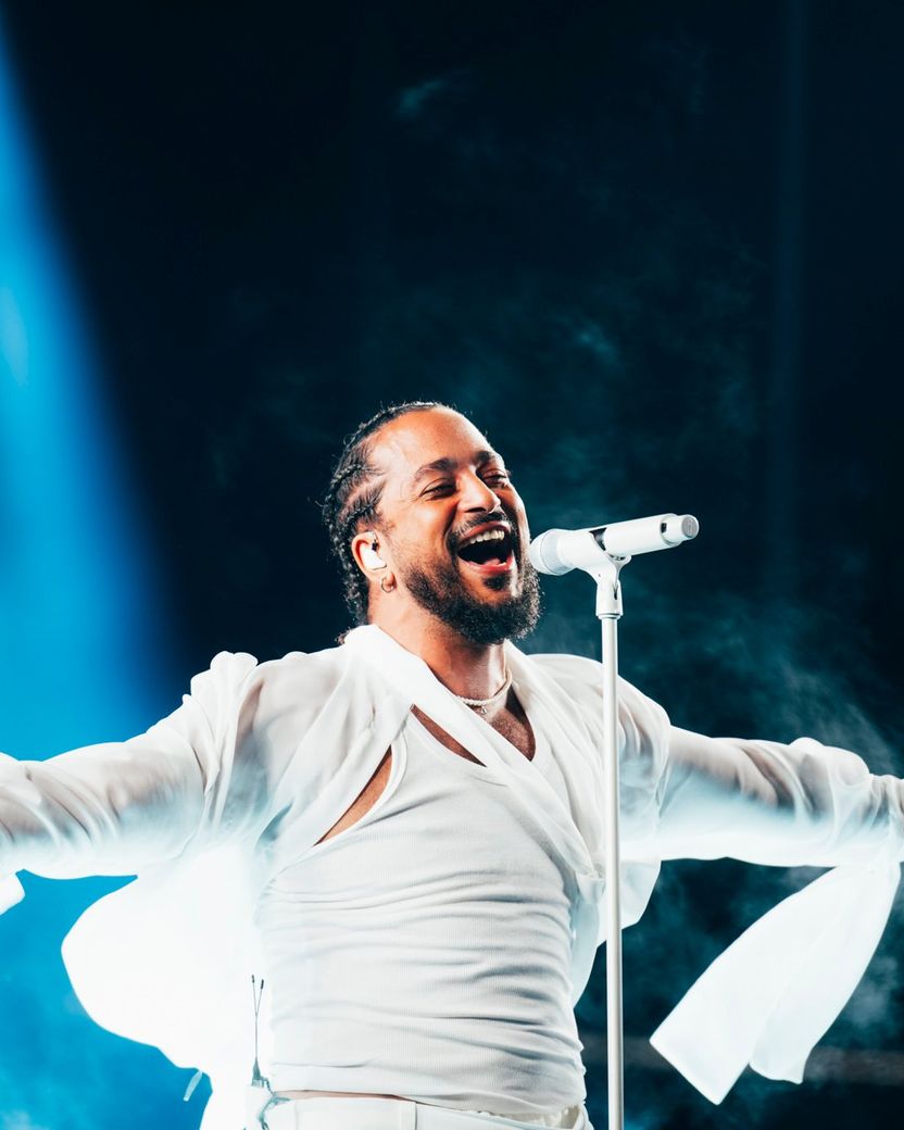 Slimane rehearsing Mon amour for France at the First Rehearsal of the Grand Final at Malmö Arena	