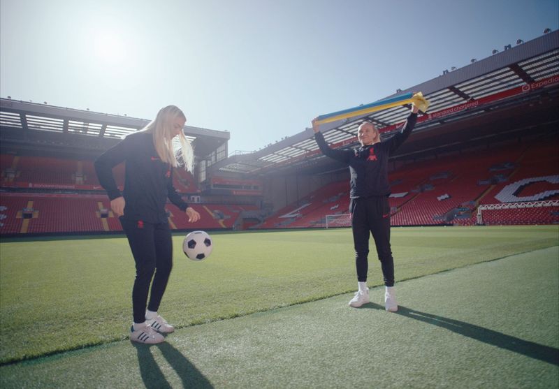 Liverpool FC Women's players, Emma Koivisto from Finland and Sofie Lundgaard from Denmark