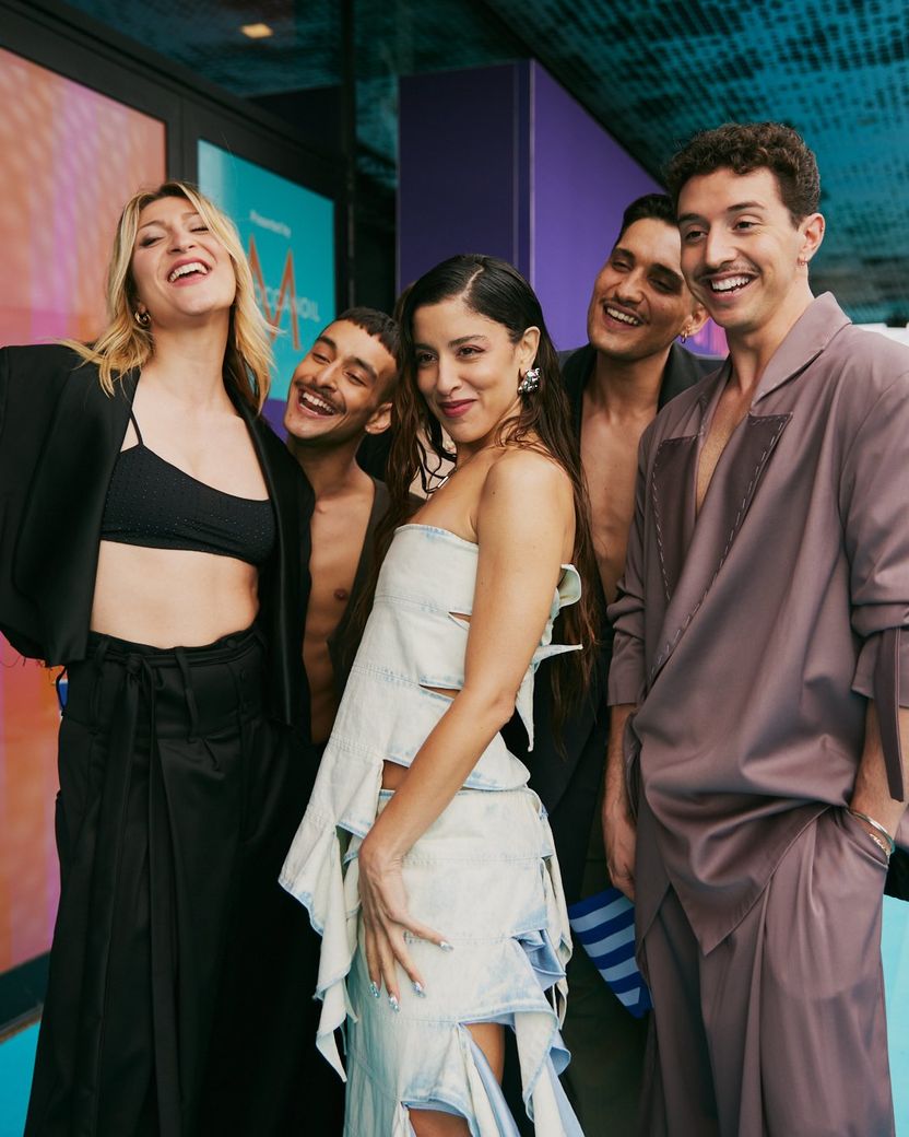 Greece's Marina Satti walking the Turquoise Carpet at Malmö Live
