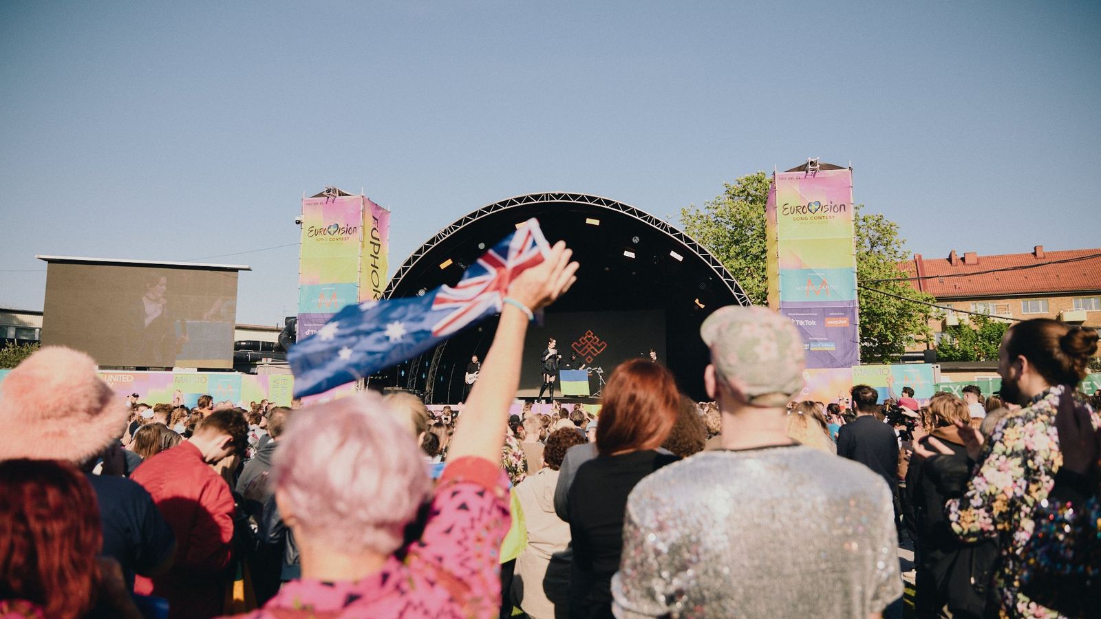 In the crowd at the Eurovision Village in Malmö, May 2024
