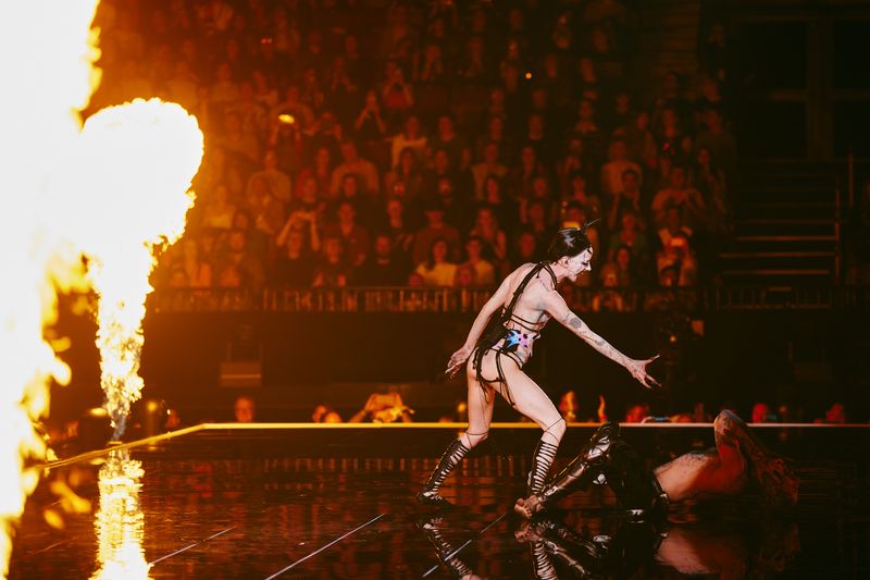 Bambie Thug performing Doomsday Blue for Ireland at the First Semi-Final at Malmö Arena	