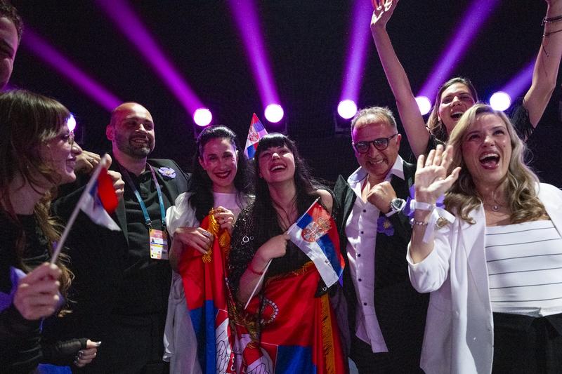The artists of the 68th Eurovision Song Contest in the Green Room at the First Semi-Final at Malmö Arena