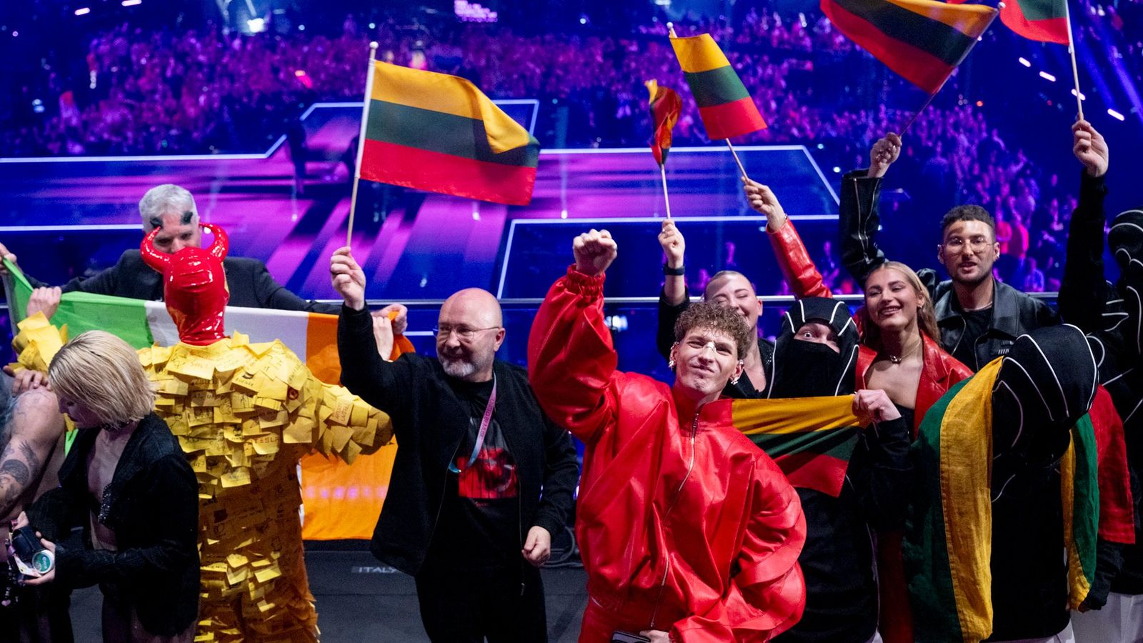 Silvester Belt representing Lithuania in the Green Room at the First Semi-Final at Malmö Arena