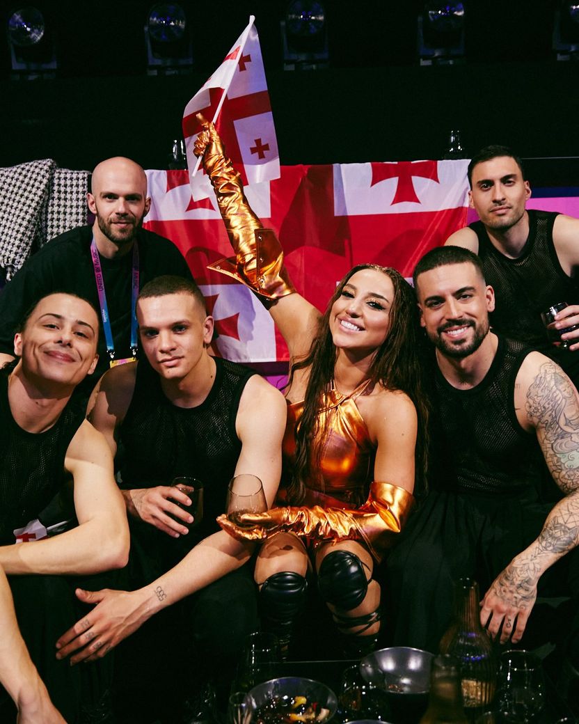 Nutsa Buzaladze representing Georgia in the Green Room at the Second Semi-Final at Malmö Arena