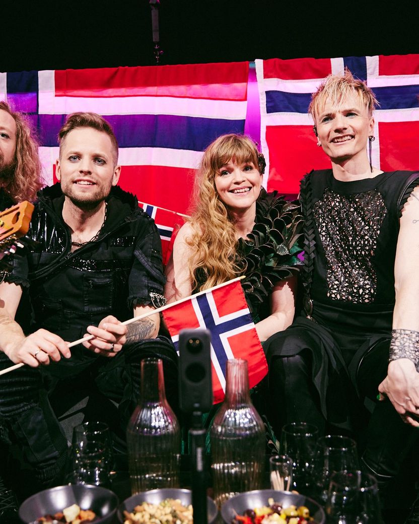 Gåte in the Green Room after performing for Norway at the Second Semi-Final at Malmö Arena