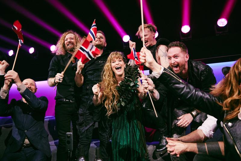 Norway's Gåte at the 68th Eurovision Song Contest, in the Green Room at the Second Semi-Final at Malmö Arena