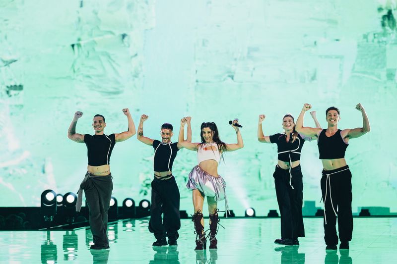 
Marina Satti performing ZARI for Greece at the Second Semi-Final at Malmö Arena
