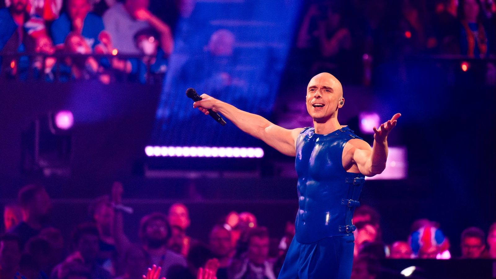 Dons performing Hollow for Latvia at the Grand Final at Malmö Arena