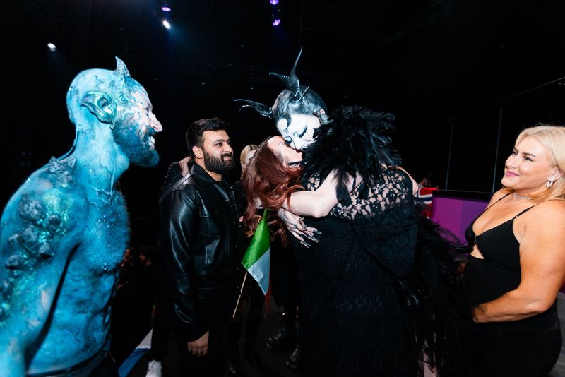 The artists of the 68th Eurovision Song Contest in the Green Room at the Grand Final at Malmö Arena