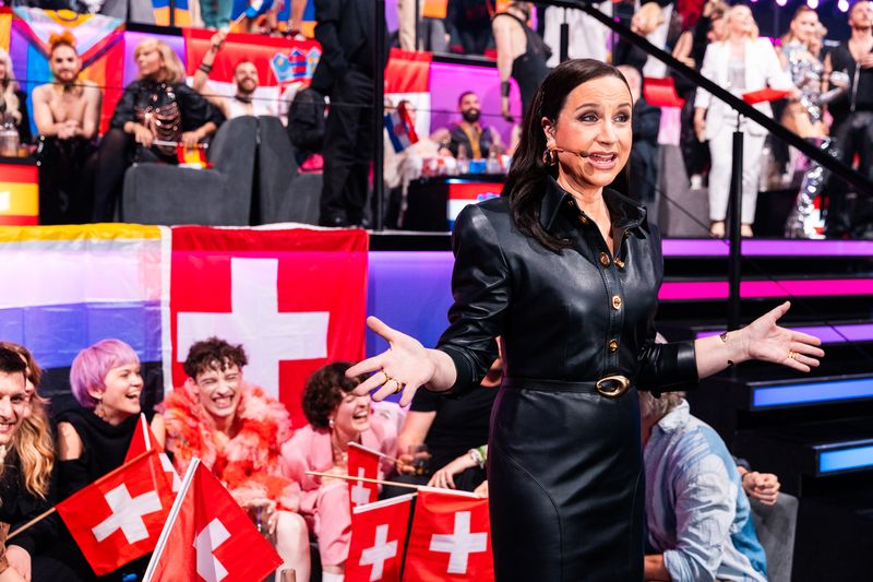 Petra Mede hosting the Grand Final of the 68th Eurovision Song Contest at Malmö Arena