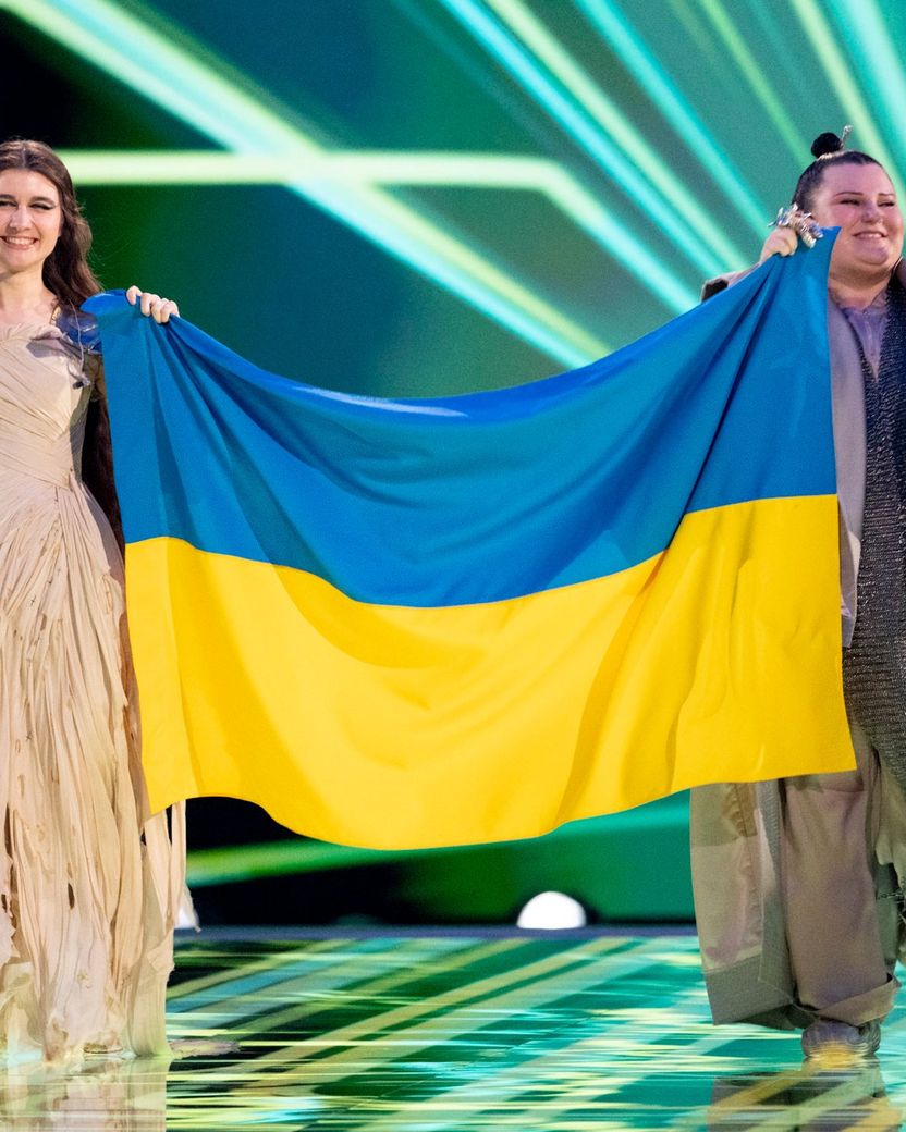 alyona alyona and Jerry Heil walked the Flag Parade for Ukraine at the Grand Final in Malmö Arena