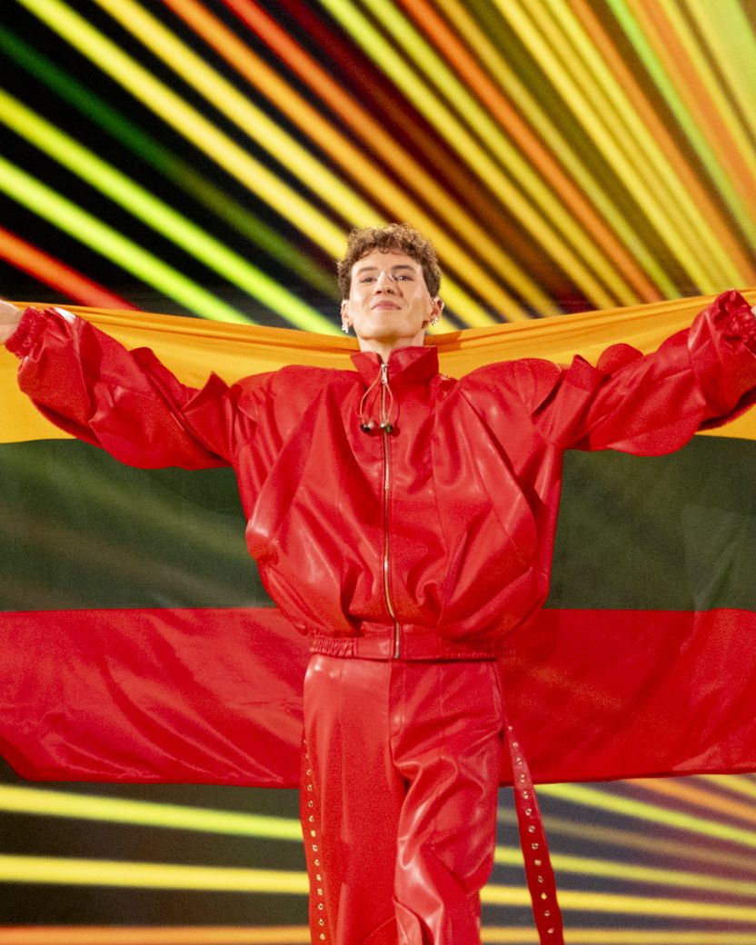 Silvester Belt walking the Flag Parade for Lithuania at the Grand Final in Malmö Arena