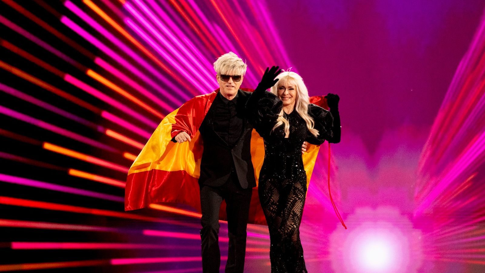 Nebulossa walking the Flag Parade for Spain at the Grand Final in Malmö Arena