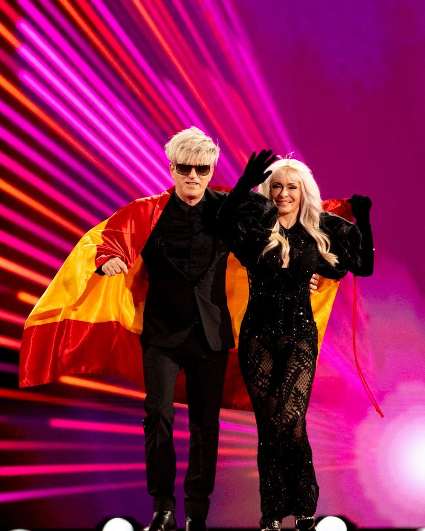 Nebulossa walking the Flag Parade for Spain at the Grand Final in Malmö Arena