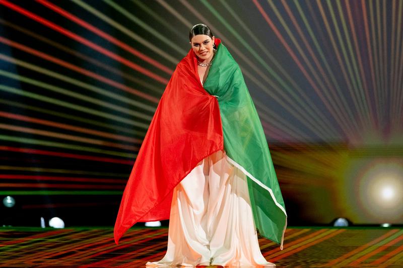 iolanda representing Portugal walks the Flag Parade at the Grand Final in Malmö Arena