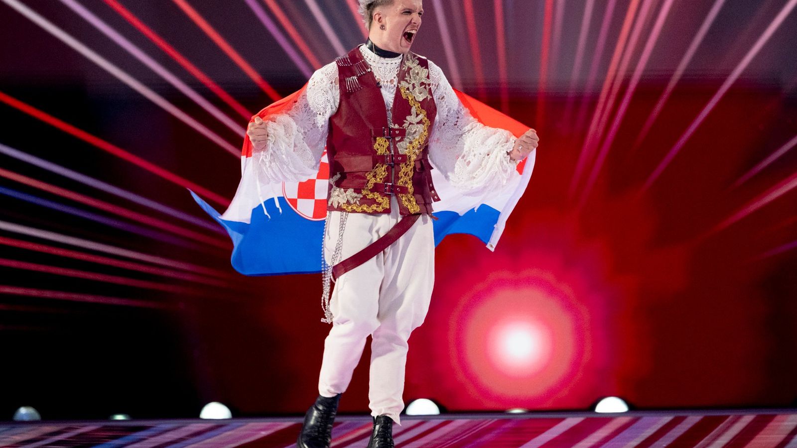 Croatia's Baby Lasagna walking the Flag Parade at the Grand Final in Malmö Arena