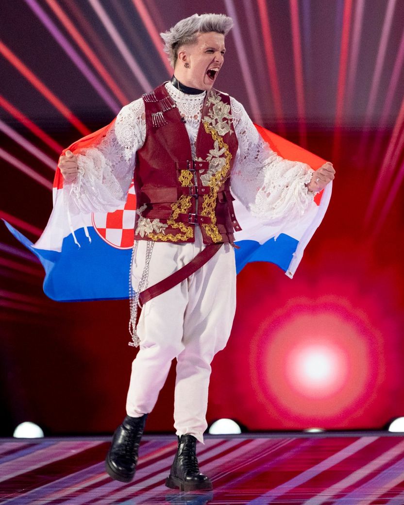 Croatia's Baby Lasagna walking the Flag Parade at the Grand Final in Malmö Arena