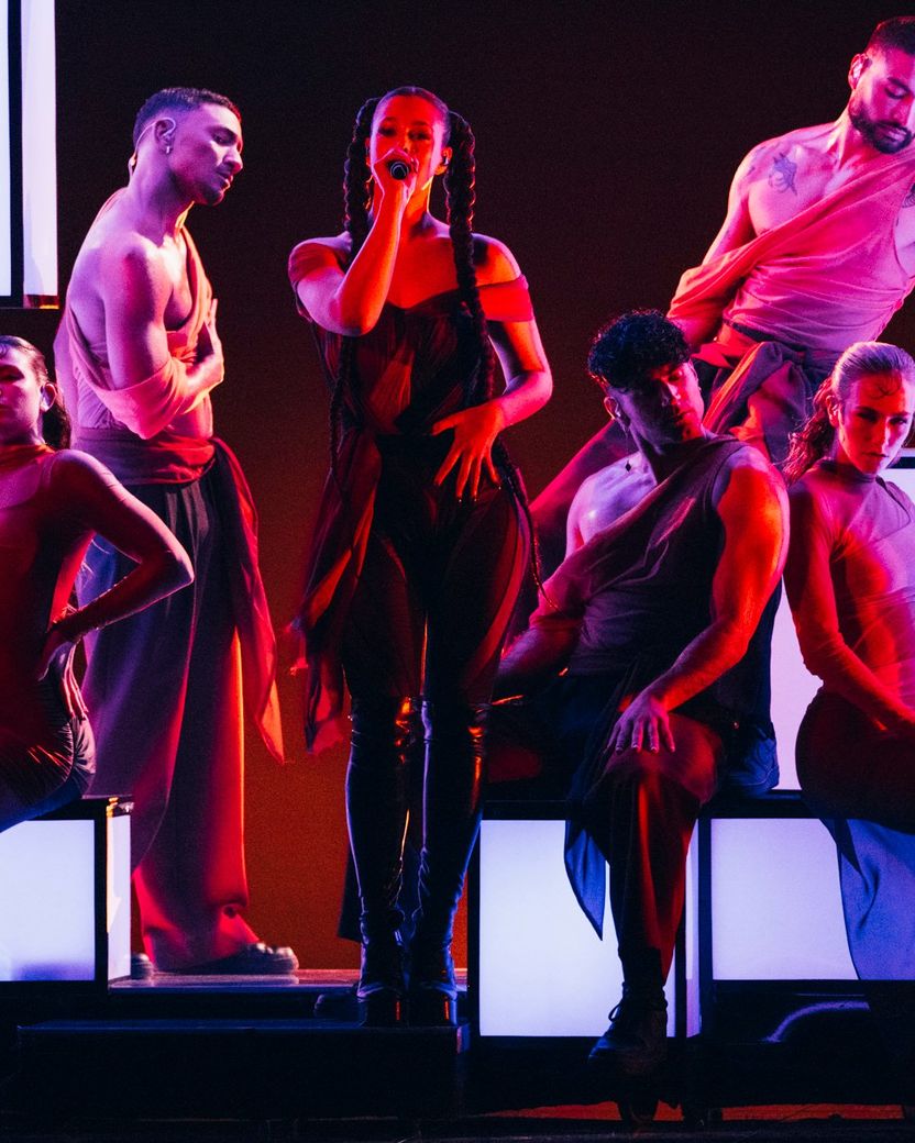 TALI performing Fighter for Luxembourg at the Grand Final at Malmö Arena	