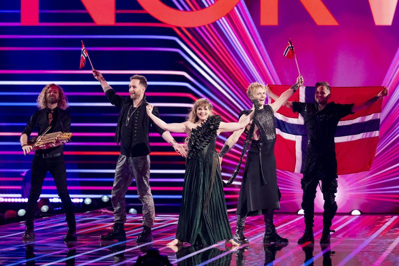 Gåte walk the Flag Parade for Norway at the Grand Final in Malmö Arena