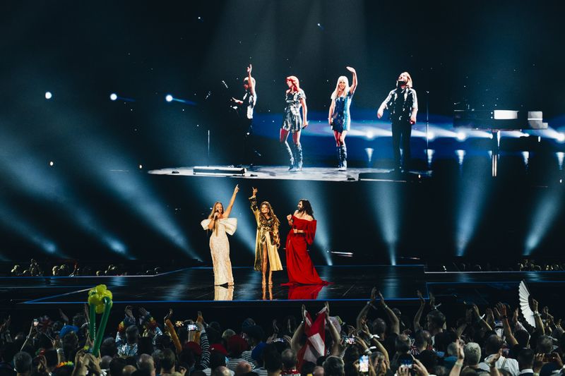 Carola, Charlotte Perrelli and Conchita Wurst pay tribute to ABBA on the 50th anniversary of their 1974 Eurovision victory for Sweden
