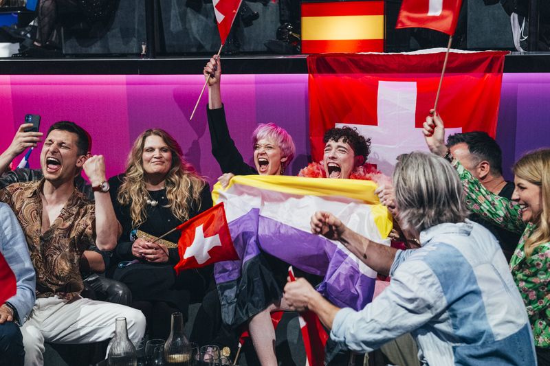 The artists of the 68th Eurovision Song Contest in the Green Room at the Gand Finall at Malmö Arena