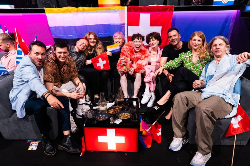 The artists of the 68th Eurovision Song Contest in the Green Room at the Grand Final at Malmö Arena