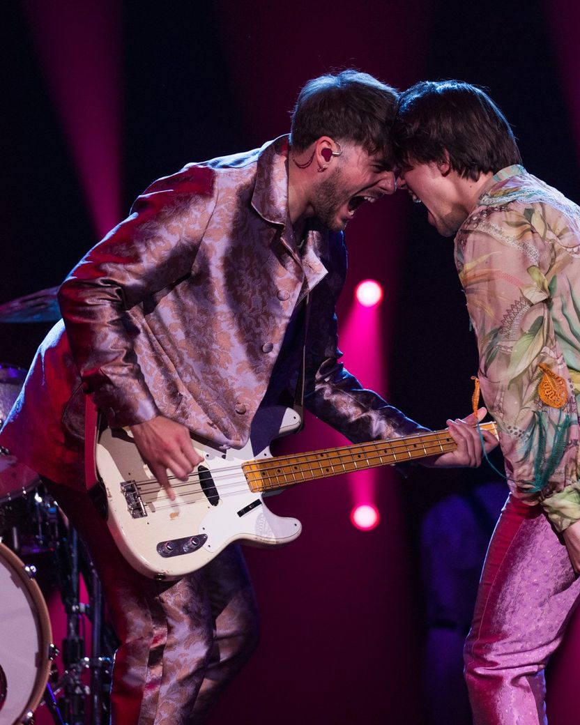 Joker Out rehearsing Carpe Diem for Slovenia at the First Rehearsal of the Second Semi-Final at Liverpool Arena