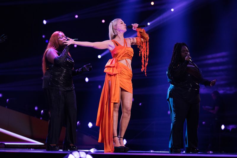 Monika Linkytė rehearsing Stay for Lithuania at the First Rehearsal of the Second Semi-Final at Liverpool Arena