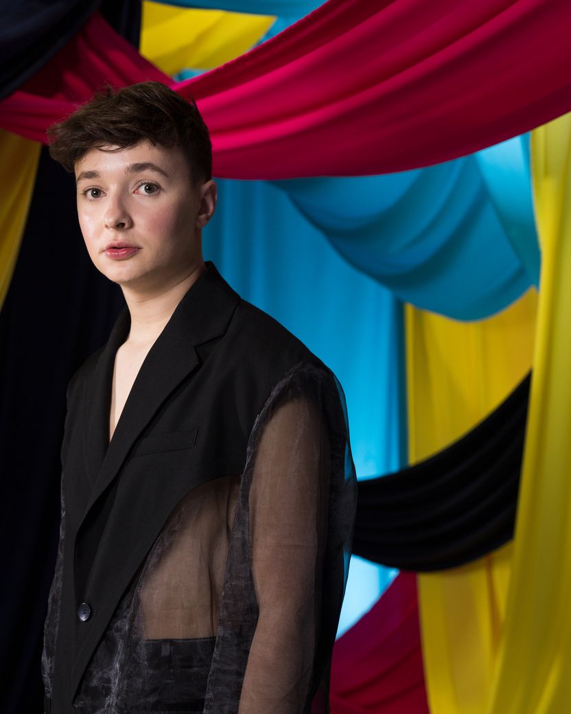 Switzerland's Remo Forrer in the Eurovision studio 2023