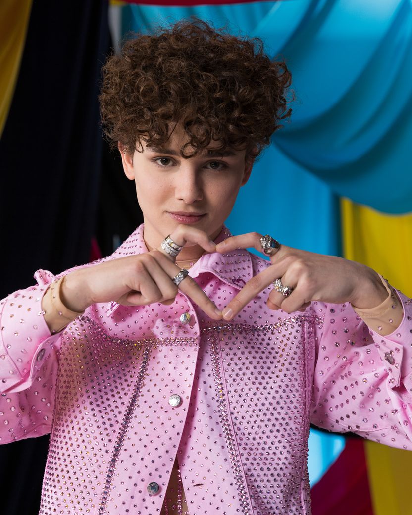 Denmark's Reiley in the Eurovision 2023 studio