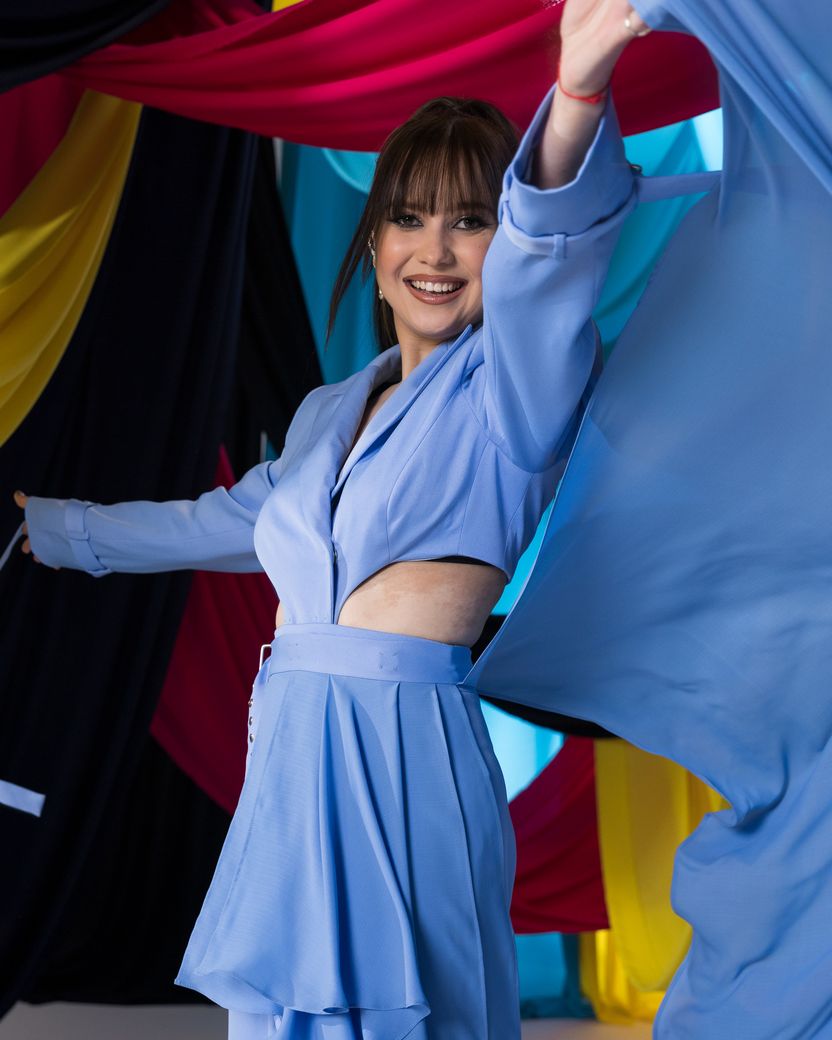 Alika from Estonia in the Eurovision 2023 studio