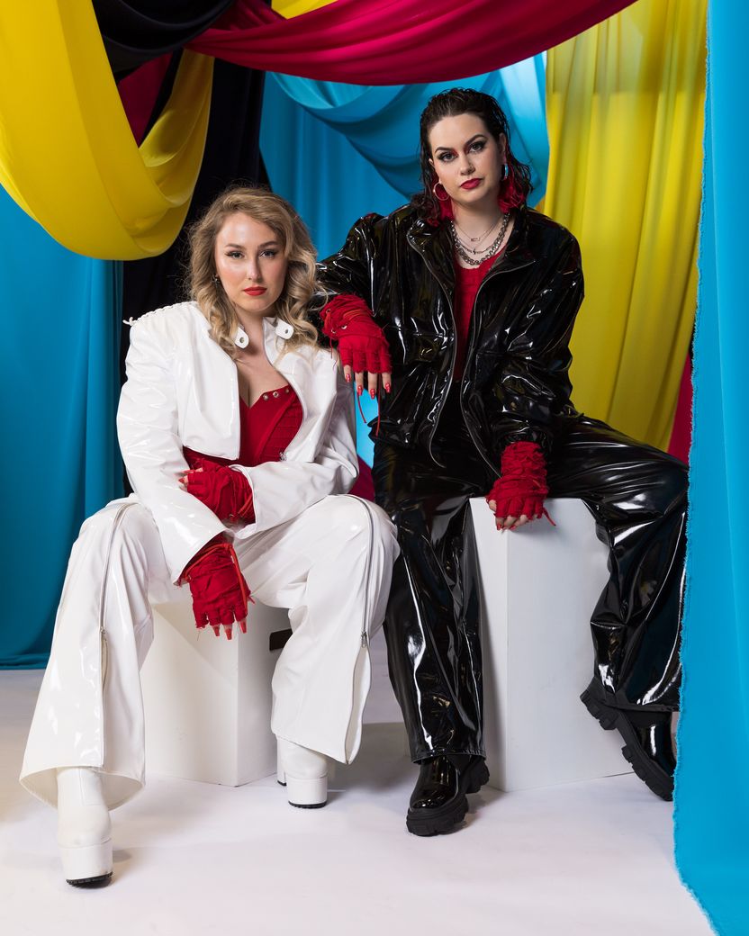 Teya and Salena from Austria in the Eurovision 2023 studio