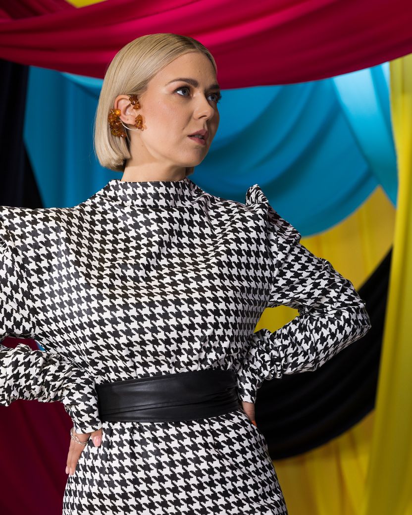 Monika Linkytė from Lithuania in the Eurovision 2023 studio