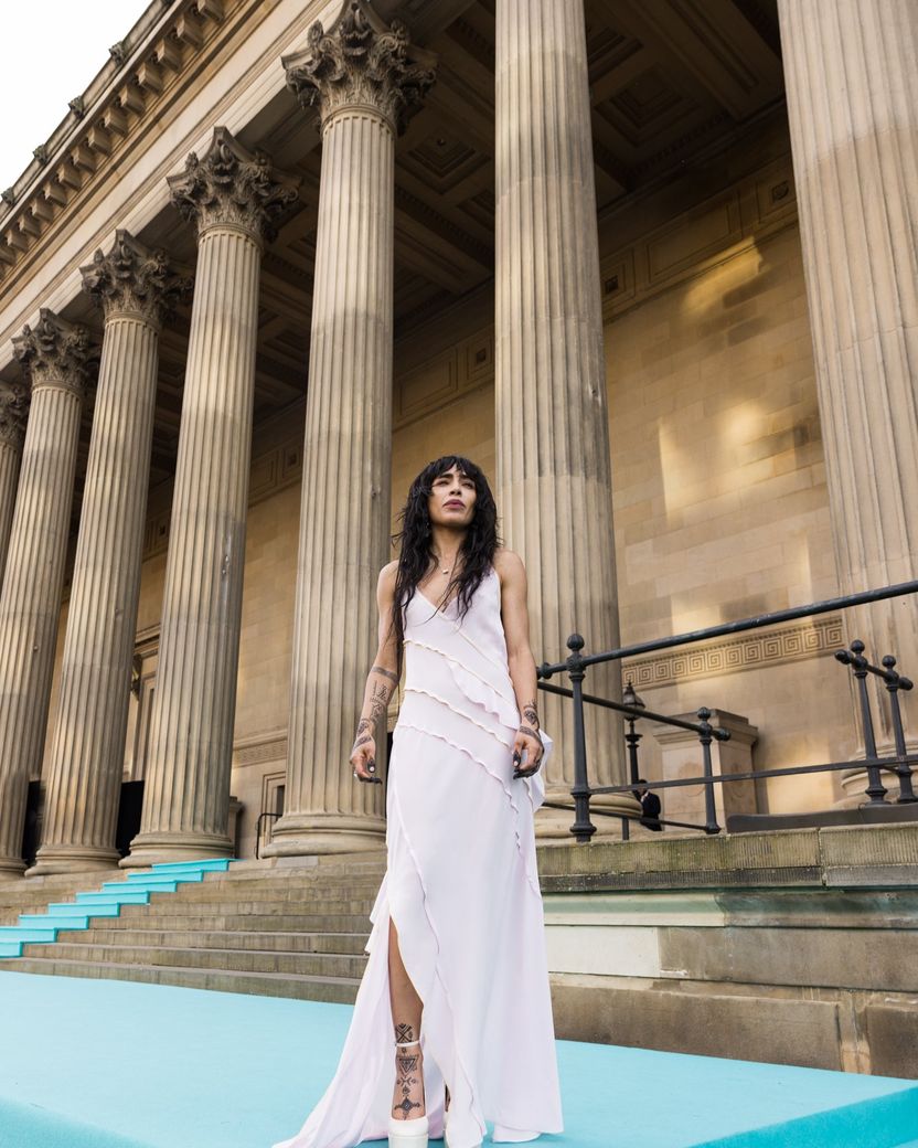Loreen from Sweden attending the Turquoise Carpet event at St. George’s Hall, Liverpool.