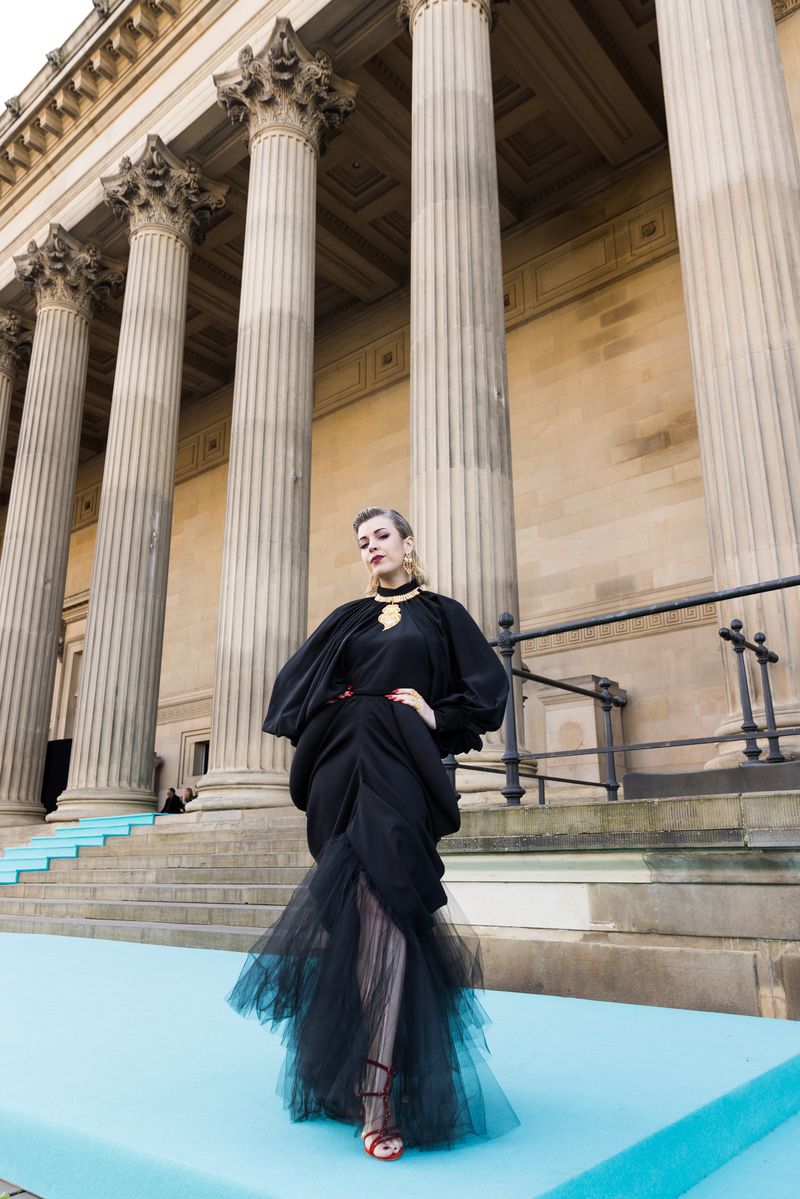 Mimicat from Portugal attending the Turquoise Carpet event at St. George’s Hall, Liverpool.